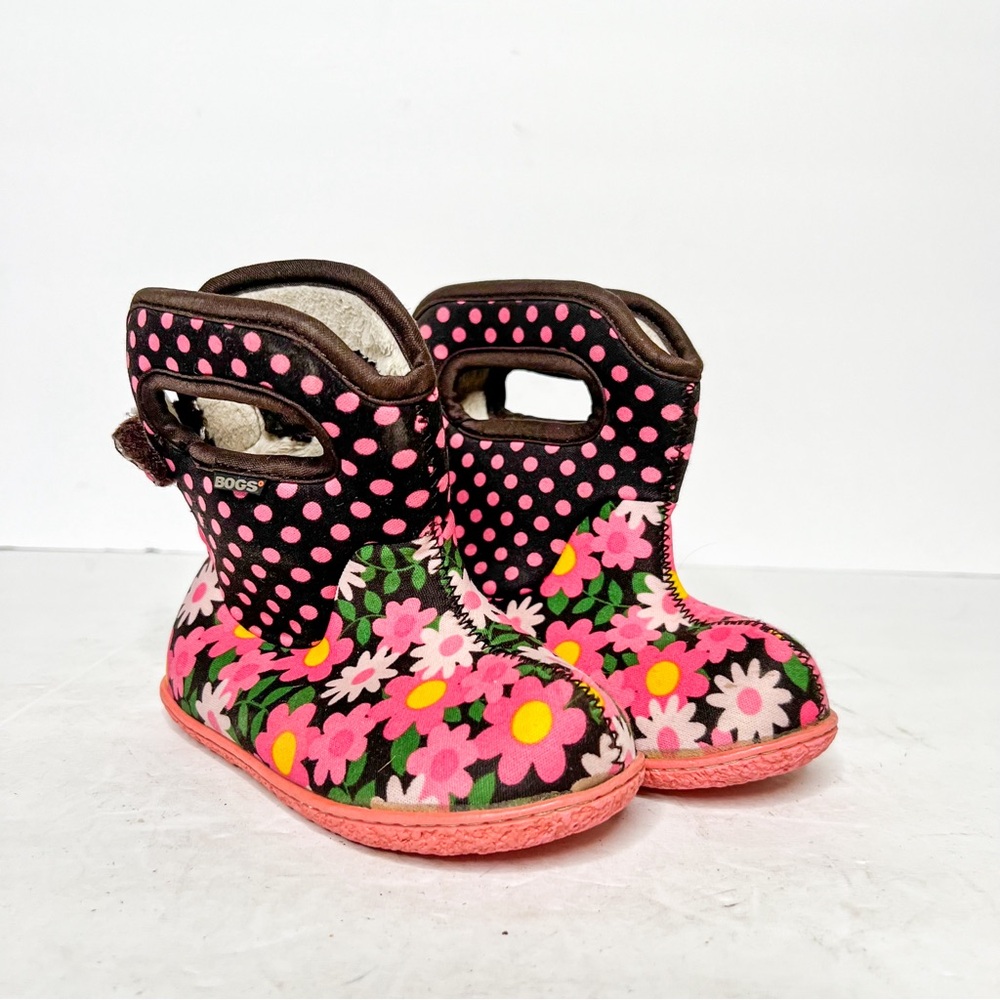 Bogs Neo Classic Pink Floral Winter Snow Boots Size 8 Toddler